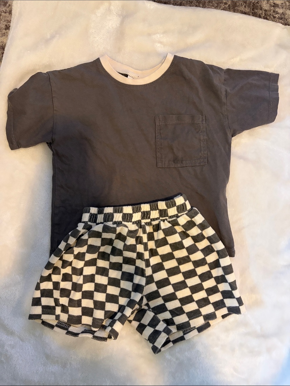 Zara Charcoal Short Sleeve Tee/Shorts Set
